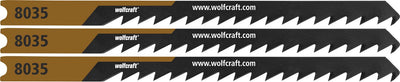 Wolfcraft - 3 decoupeerzaagbladen voor zacht hout - fijne bochtsnede - hcs-blad met u-schacht – ideaal voor zacht hout en mdf - 8035000