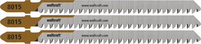 Wolfcraft - 3 decoupeerzaagbladen voor spaanplaat - 60mm - fijne snede - hcs-blad met t-schacht - 8015000