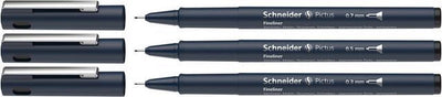 Schneider schrijfwaren schneider fineliner - pictus - zwart - 3 lijnbreedtes - s-197593