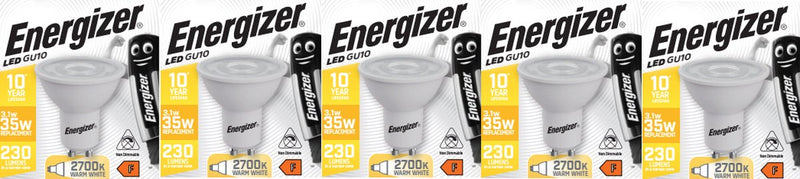 Energizer energiezuinige led spot - gu10 - 3,1 watt - warmwit licht - niet dimbaar - 5 stuks