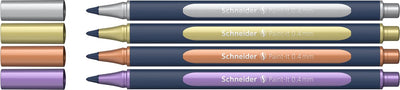 Schneider schrijfwaren schneider paint-it 050 - rollerball metallic - 0.4mm - etui 4 stuks - assorti - s-ml05011501