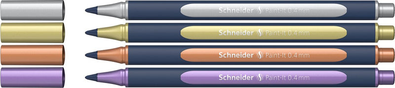 Schneider schrijfwaren schneider paint-it 050 - rollerball metallic - 0.4mm - etui 4 stuks - assorti - s-ml05011501