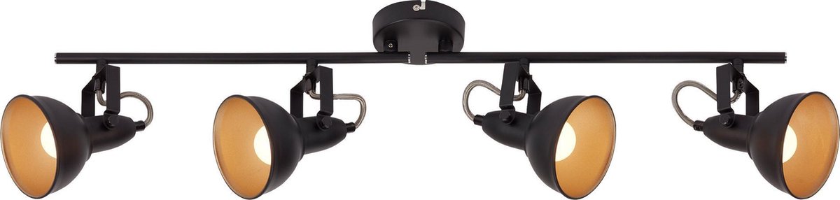 Briloner soft - plafondspot – retro opbouwspot – zwart-goud – 2x e14 fitting – kantelbaar – metaal – 79 cm