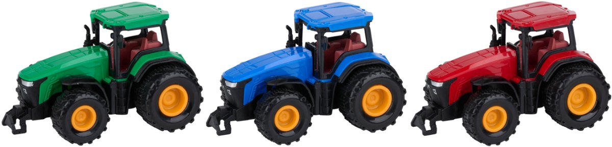Eddy toys tractor - speelgoed tractor voertuig voor kinderen - tractor in blauw, groen of rood - met grote wielen en open cabine - 1 willekeurige kleur