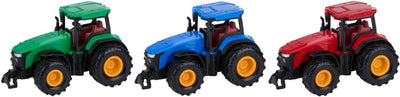 Eddy toys tractor - speelgoed tractor voertuig voor kinderen - tractor in blauw, groen of rood - met grote wielen en open cabine - 1 willekeurige kleur
