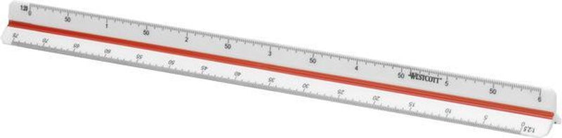 Westcott schaalstok - 30cm - schaal 1:2,5 5 10 20 50 100 - ac-e10164