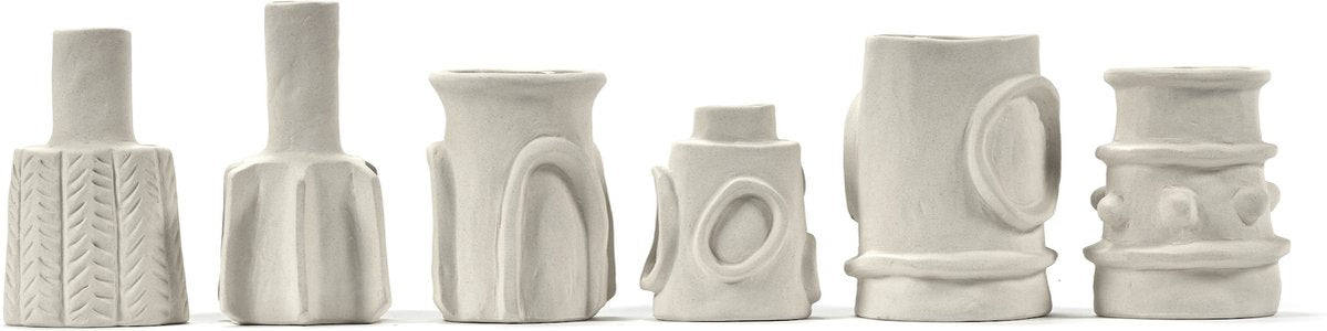 Serax set van 6 vaasjes molly beige aardewerk ø 6,5x11cm marie michielssen