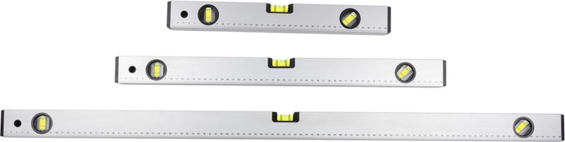 Kinzo waterpassen - waterpas set 40 60 100 cm - 0° 45° 90° - aluminium - grijs