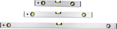 Kinzo waterpassen - waterpas set 40 60 100 cm - 0° 45° 90° - aluminium - grijs