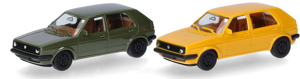 Herpa vw golf ii 4d., groen geel (minikit 2 st.)