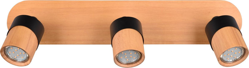 Trio aruni - spot - houtkleurig met zwart - excl. 3x gu10 4,5w