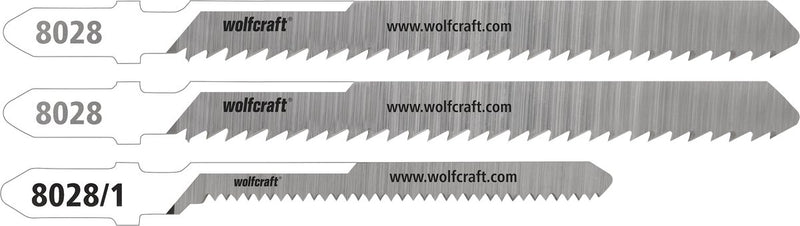 Wolfcraft - polycarbonaat golfplaat decoupeerzaagbladen - 3 stuks - fijne rechte en bochtsnede - hcs- en bim met t-schacht – speciaal voor polycarbonaat platen - 8028000