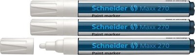 Schneider schrijfwaren schneider lakmarker - maxx 270 - 1-3 mm - wit - 3 stuks - s-127049-3