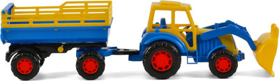 Cavallino tractor met voorlader en aanhanger blauw