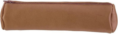 Oxford pennenetui 22x6cm leder rond karamelbruin