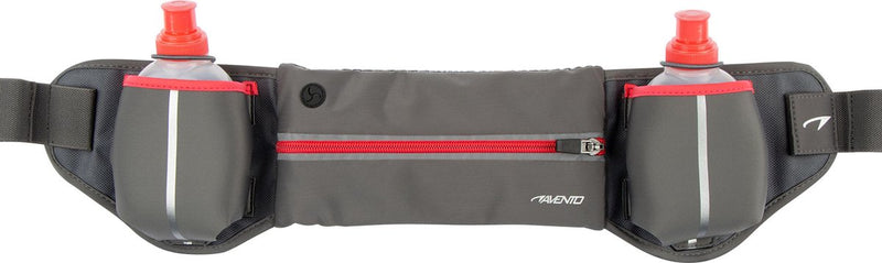 Avento hardloopriem met 2 drinkflessen - addy - grijs fluorroze one size