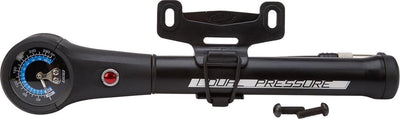 Bbb cycling dualpressure mini fietspomp met drukmeter - fietspomp mountainbike - voorvork en demperpomp - 21 bar - zwart - bmp-39