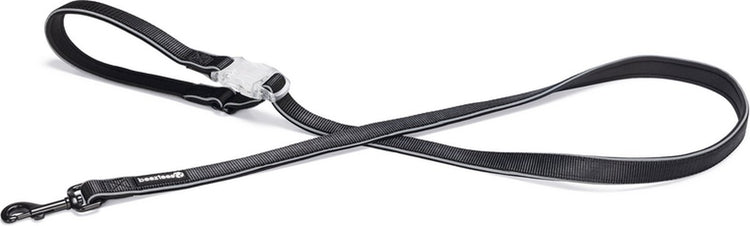Beeztees safety gear parinca premium hondenriem - hondenlijn - met led - nylon neopreen - zwart - 150x2,5 cm