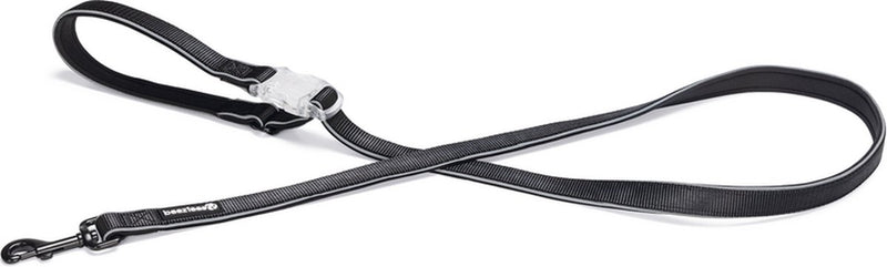 Beeztees safety gear parinca premium - hondenriem - led - nylon - zwart - 150x2,5 cm