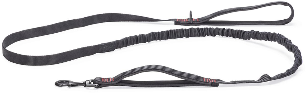 Beeztees parinca premium elastische hondenriem - hondenlijn - weersbestendig - nylon - zwart - 180cmx20mm