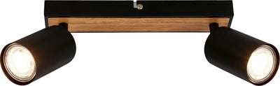 Briloner tib - plafondspot - 2172024 - draaibaar - aan uit via wandschakelaar - 15,5 x 5,5 x 25,5 cm - zwart hout