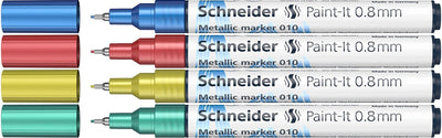 Schneider schrijfwaren schneider metallic marker - paint-it 010 - lijnbreedte 0.8mm - 4 stuks - s-ml01011502