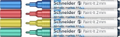 Schneider schrijfwaren schneider metallic marker - paint-it 011 - lijnbreedte 2mm - 4 stuks - s-ml01111502