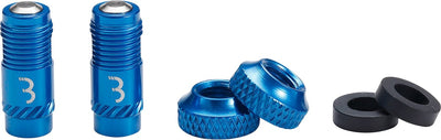 Bbb cycling corecap - universele ventiel upgrade set - 300% meer luchtstroom - geschikt voor alle pompen - presta naar schrader formaat - 2 stuks - blauw - bti-165
