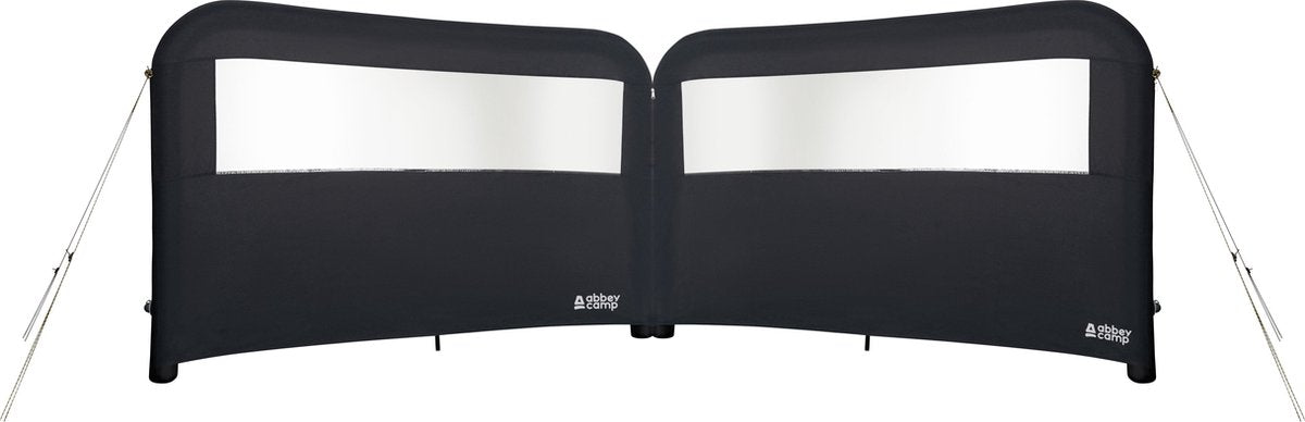 Abbey camp opblaasbaar windscherm 2 x - met pomp - grijs - 480 x 140 cm - koppelbaar