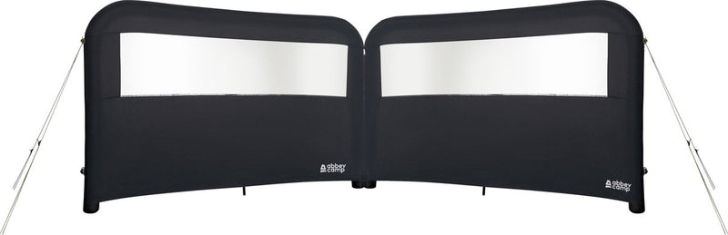 Abbey camp opblaasbaar windscherm 2 x - met pomp - grijs - 480 x 140 cm - koppelbaar
