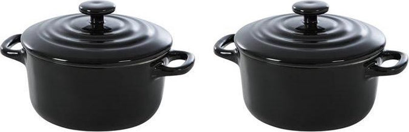 Bk bourgogne cocotte ø 10 cm - 2 stuks - zwart - oven