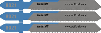 Wolfcraft - 3 decoupeerzaagbladen voor staal tot 3 mm - fijne snede - hss met t-schacht – ideaal voor staalplaat - 8021000