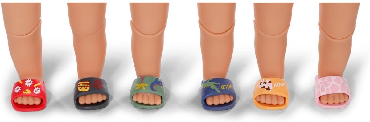 Baby born slippers poppenaccessoire 43cm kleurrijk zomer speelgoed.