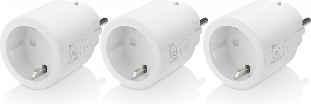 Deltaco smart home 3x slimme draadloze stekker - wifi - 10a - 2400w - timer - wit