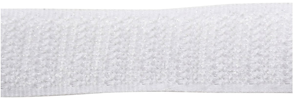 Creotime klitteband haak en lussluiting, b: 20 mm, wit, 5 m
