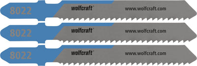 Wolfcraft - staal decoupeerzaagbladen 6 mm - 3 stuks - fijne snede - decoupeerzaagblad hss t-schacht - 8022000