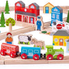 Bigjigs houten treinset stad en land, 101dlg.