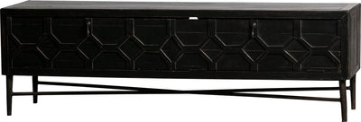 Woood bequest tv meubel salon tafel - mangohout - zwart - 50x160x45 cm