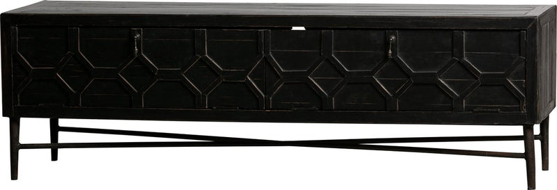 Woood bequest tv meubel salon tafel - mangohout - zwart - 50x160x45 cm