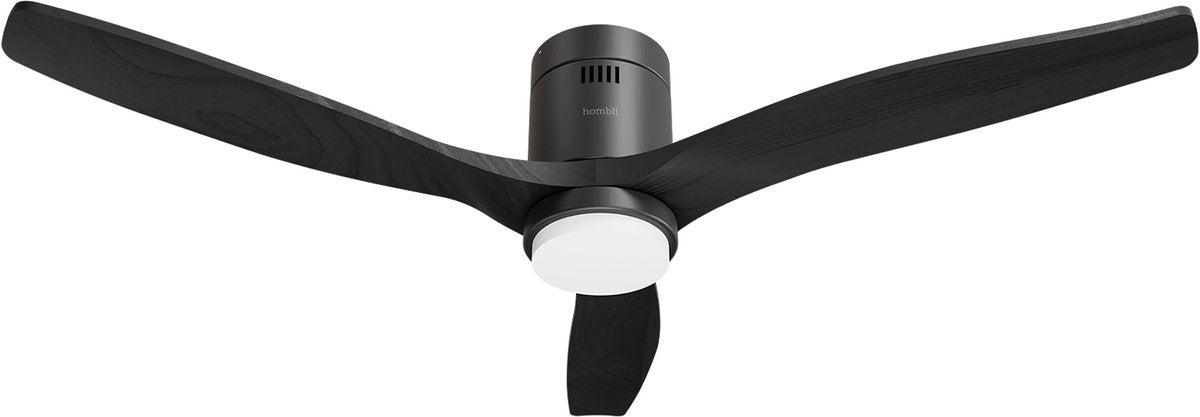 Hombli slimme plafondventilator met verlichting - ø132 cm - incl. afstandsbediening - zwart zwart hout