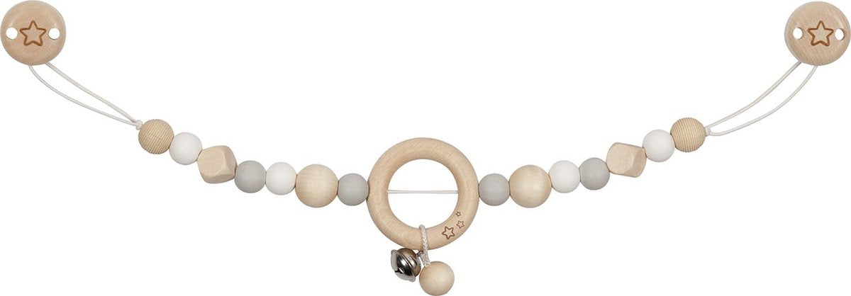 Goki houten wandelwagenketting ster grijs met clips