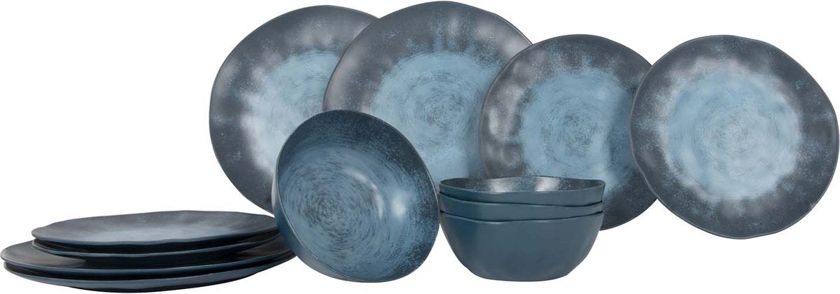 Gimex stone line servies - donkerblauw - 12-delig