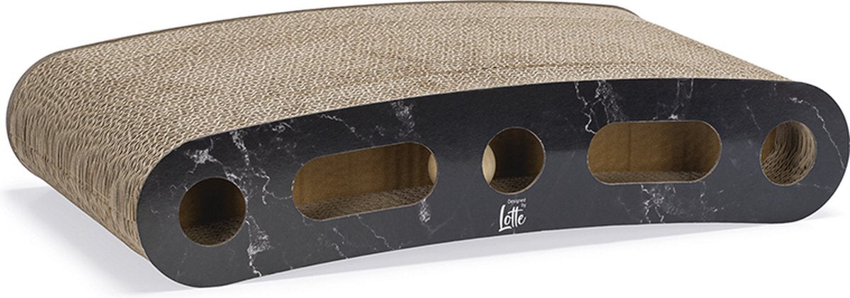 Designed by lotte suvi krabkarton - krabplank - incl balletjes - incl kattenkruid - zwart - 46x25x9 cm