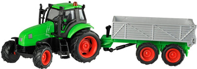 Kids globe tractor met aanhanger licht geluid 1:32