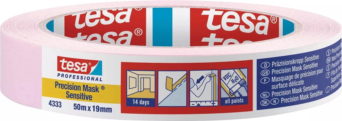 Tesa precision sensitive 04333-00017-02 maskeertape präzisionskrepp lichtroze (l x b) 50 m x 19 mm 1 stuk(s)