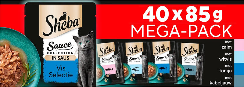 Sheba kattenvoer sauce collection - natvoer - vis selectie in saus - 40 x85g mega pack