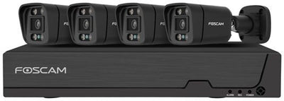Foscam fna108e-b4-2t-b kit beveiligingscamera set - 4 camera's - poe - 2tb geheugen - kleurennachtzicht 20m - 8mp - zwart
