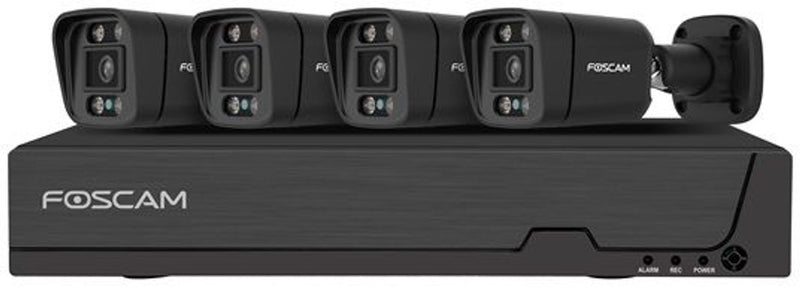 Foscam fna108e-b4-2t-b kit beveiligingscamera set - 4 camera's - poe - 2tb geheugen - kleurennachtzicht 20m - 8mp - zwart