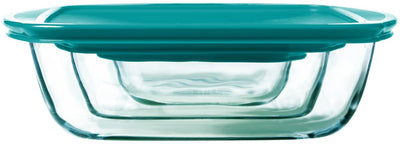 Pyrex - cook store schaal rechthoek met deksel set van 3 stuks - borosilicaatglas - transparant -