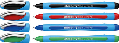 Schneider schrijfwaren schneider balpen - slider memo - xb 1,4mm - 4 stuks op blister - s-75020